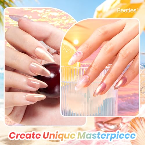 Image of Beetles Summer Voyage Cat Eye Gel Nail Polish Set - 9ML 6 Colors Saltmist Sunset Summer Cat Eye Gel Nail Polish Kit Yellow Blue Green Pink Purple Soak Off UV Salon DIY at Home Manicure Gift for Women