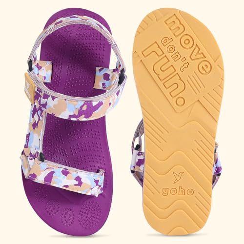 Image of YOHO EVA Sandals for Women | EVA sole | Comfortable cushioned sole with TPR base | Lightweight | Soft skin friendly straps | Adjustable straps | Velcro closure | Vibrant colour options