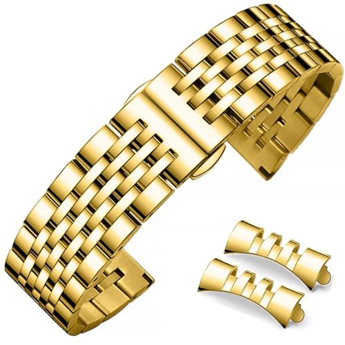 Image of Stainless Steel Watch Band Straight & Curved End 14mm 16mm 18mm 19mm 20mm 21mm 22mm 23mm 24mm Premium Polished Metal Watch Band Bracelet Universal Smartwatch Replacement Strap Men Women
