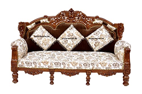 Image of Luxury Wooden Teakwwood Five Seater Sofa Set for Living Room (Honey Brown) Solid Wood Outdoor Chair 5 Seater Sofa | (2)