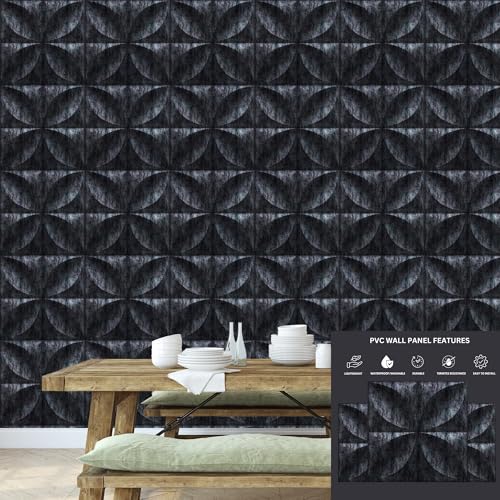 Image of Kayra Decor PVC Wall Panel Butterfly Design Thunder Black Color 19.7 inch x 19.7 inch (Pack of 40) - Covers 107.80 Sq. Ft.