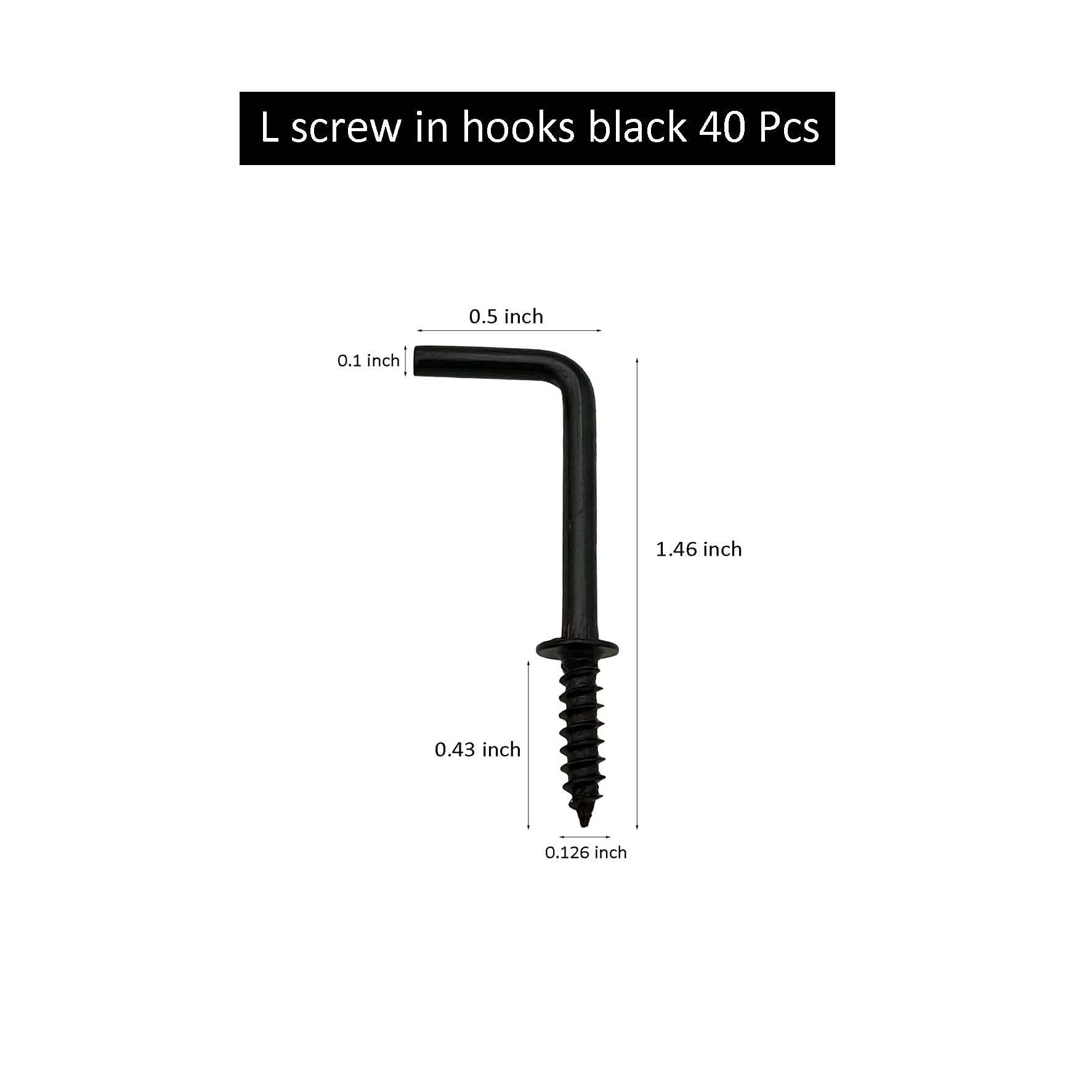 L Hooks Screw In 40 Pack Black L Hooks - 1 Inch Small Screw In Hooks For  Home Organization & Jewelry L Hooks For Hanging