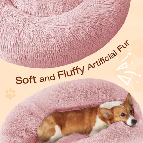 Image of JOLLYVOGUE Dog Bed, Calming Anti-Anxiety Large Dog Bed, Fluffy Donut Cushion for Medium and Large Pets (27 inch /30 inch /36 inch)