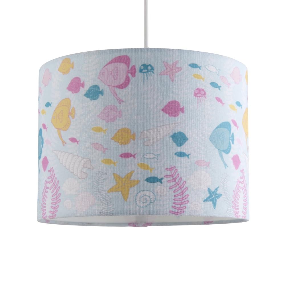First Choice Lighting MermaidAquatic 25Cm Easy Fit Pendant Fabric Shade from B&Q