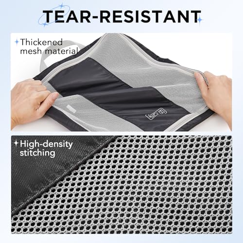 Image of OlarHike 6 Set Compression Packing Cubes for Travel Essentials,Compressible Expandable Space Saver Bags for Organizing Clothes,Luggage Suitcase Garment Bags with Over 1000 pcs Mesh Holes(Black)