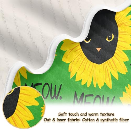 Burbuja Black Cat Heads Sunflower Baby Blanket for Boys Girls, Nursery Soft Warm Swaddling Receiving Baby Blankets, 30x40 in Toddler Blanket2
