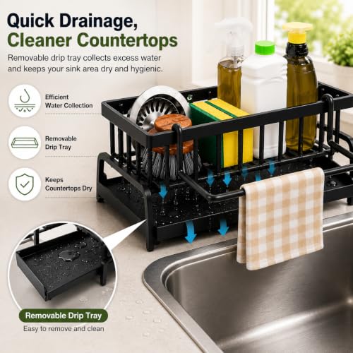 Image of TAZLYN Stainless Steel kitchen sink soap holder stand for kitchen organizer