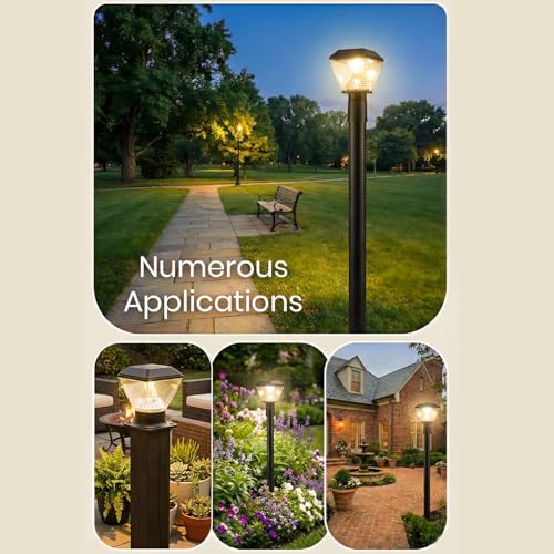 Image of Gigawatts GWDMWW-01 Outdoor Gate Light - 20W Integrated Light 101% Rust & Waterproof Polycarbonate, ABS, PP Pillar Lamp Base Mount Black Exterior Fixture for Garden, Boundary & Home Entrance