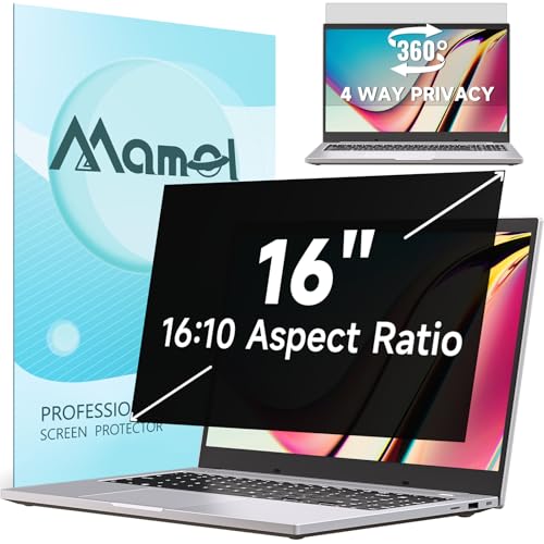 Mamol 360 Privacy Screen for Laptop 16 Inch 16:10 4 Way Computer Monitor Privacy Shield Anti Glare Blue Light Filter Compatible with Lenovo Hp Dell Acer Asus Thinkpad Envy Xps
