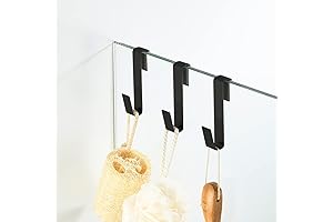 Towel Hook, Over Glass Door Hook Perfect for Frameless Glass Shower Door, Matte Black