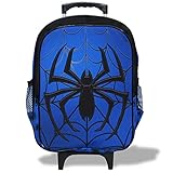 Mochila Spider Azul Rodinhas Tamanho G para Pré-Escola e Ensino Fundamental