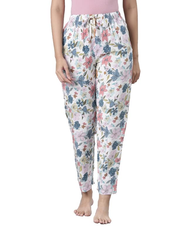 Women's White Viscose Printed Lounge Shorts