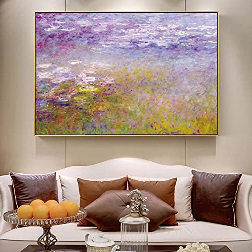 Monet paysage photo pour salon de haute qualité impression sur toile 80x110 cm sans cadre