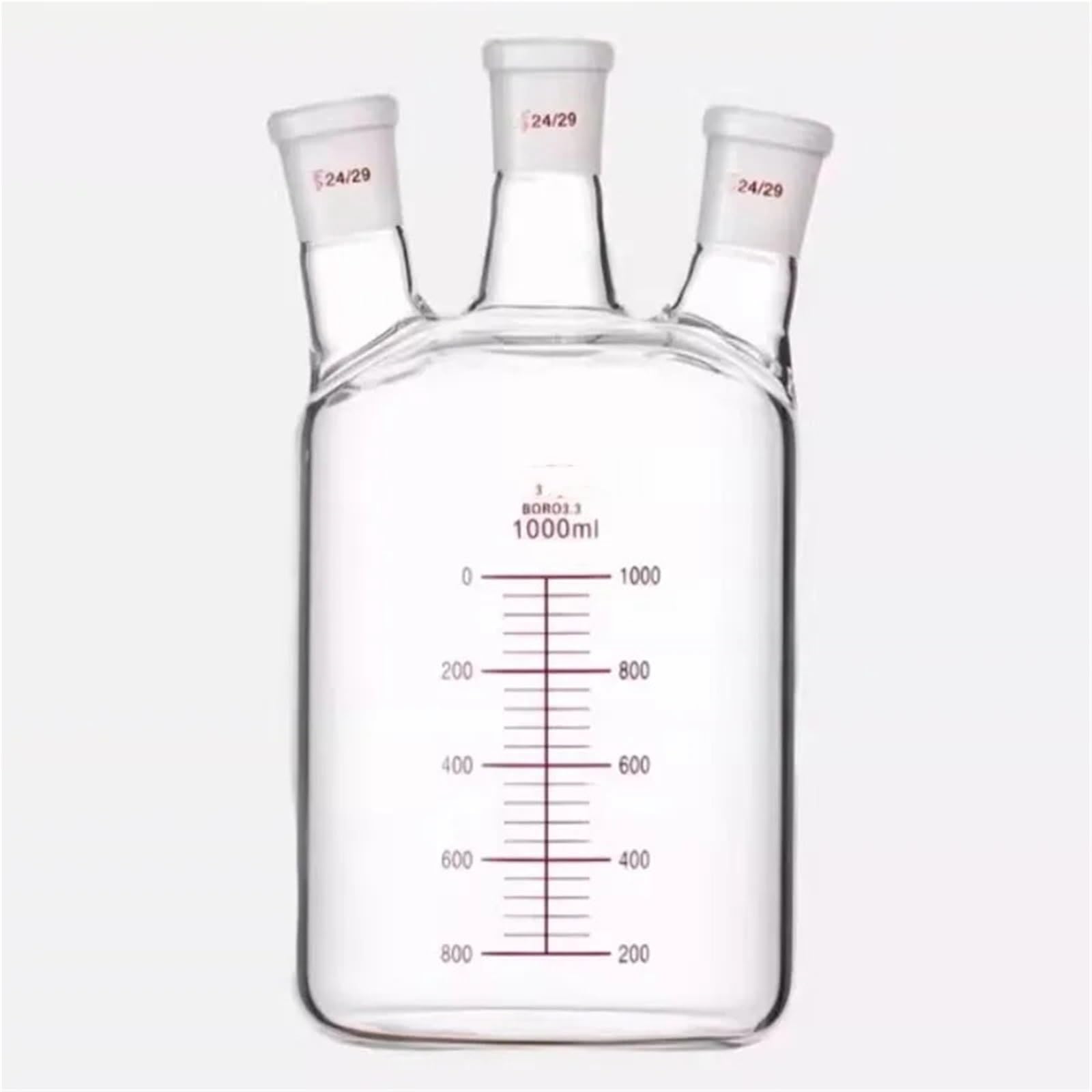 Zylindrischer Flachboden-Dreihalskolben aus Borosilikatglas mit drei Hälsen(250ml 24X24X24)