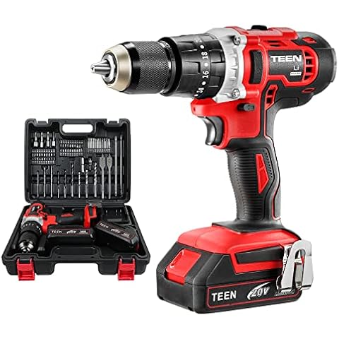 Taladro atornillador inalámbrico TEEN 20 V con 69 accesorios Rojo Cover