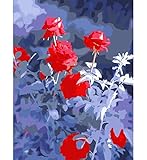 SUBERY DIY Oil Painting Drawing, Paint by Number Kit - Red Leaves by The Stream 16x20 inch (Without Frame)