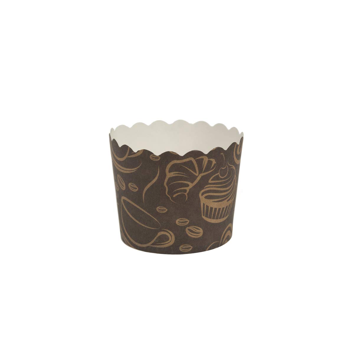 Simcha Collection Coffee-Design Large Scalloped Baking Cup, Pack of 16