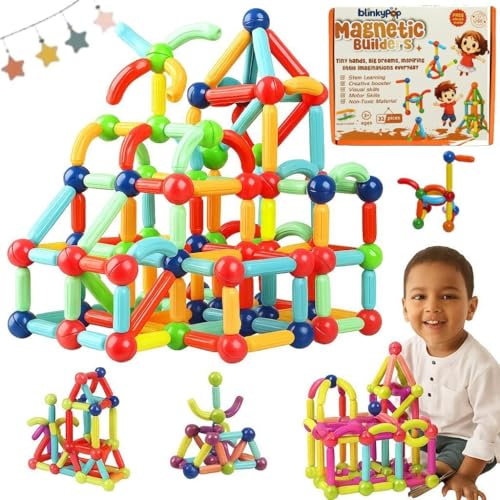 Image of Magnetic Sticks Building Blocks Set | Magnet Blocks for Kids | Magnetic Building Blocks | Safe Magnetic Balls Toy Set | STEM Educational Toy | Age 3+ | Multicolor | 32 Pc