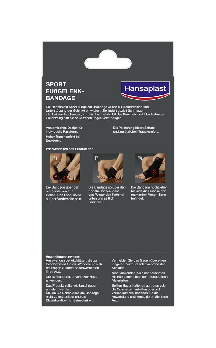 Hansaplast Tobillera deportiva que protege y apoya la articulación, tobillera adecuada para el tobillo derecho e izquierdo, talla L/XL