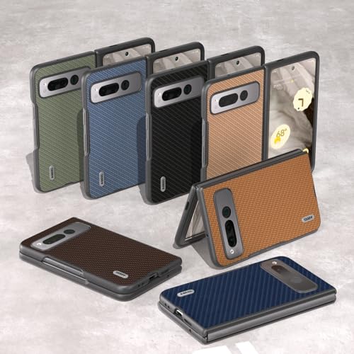 Coque Google Pixel Fold en cuir bleu marine et carbone - 6