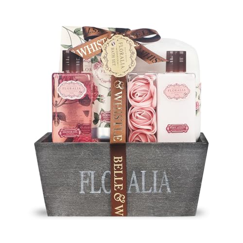 GLOSS! - Confezione Regalo Donna - Prodotti da Bagno al Profumo di Rosa Granata - Set Bano 6 Pezzi - Regalo Compleanno Donna - Cestino Bellezza e Benessere