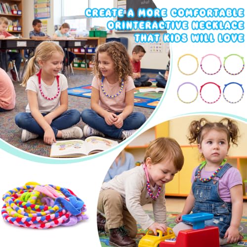Image of Henoyso 12 Pack Sensory Chew Necklaces Kids Soft Terry Cloth Oral Motor Teething Toys for Boys Girls, Reusable Chewy Jewelry for Focusing & Calming(Twist Style,Bright Color)