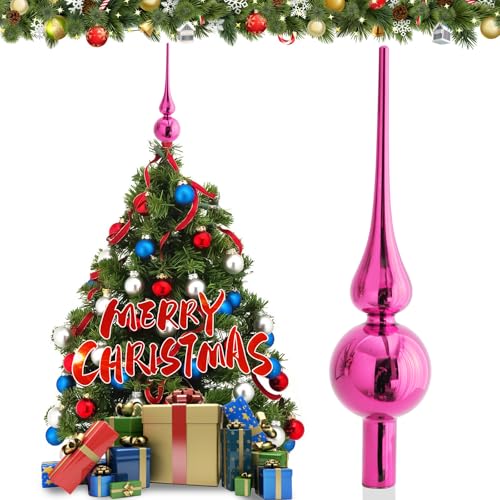 Hukermoon Weihnachtsbaumspitze Glas Matt, 26 cm Christbaumspitze,...