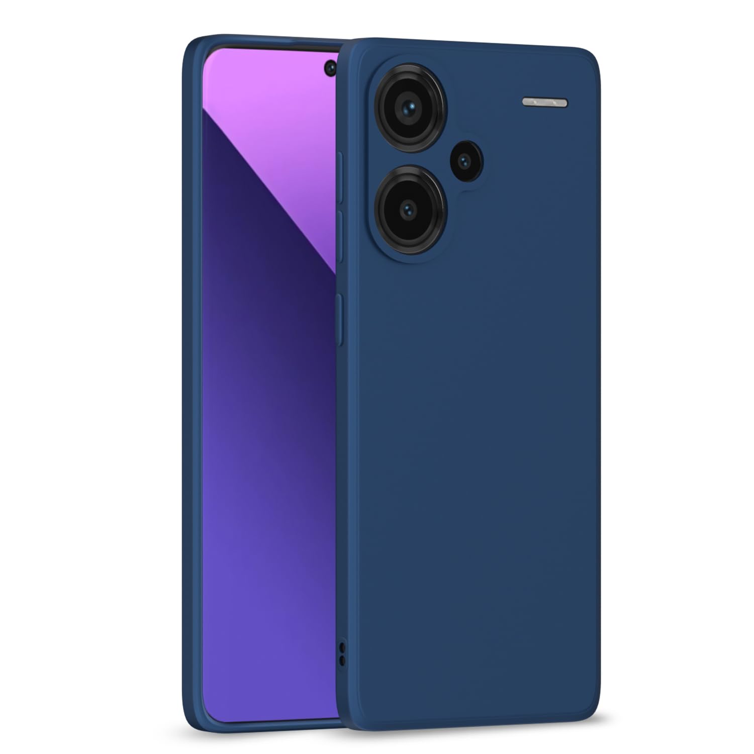 Amazon Basics Back Cover for Redmi Note 13 Pro Plus 5G | Shockproof | Soft Matte Liquid Silicone | Camera Protection Bumper Case (Blue)