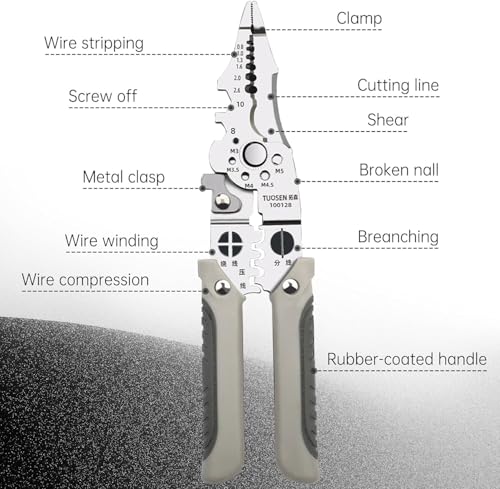 Image of Voroly All in 1 Multifunction Stainless Steel Wire Stripper /Wire Crimping Tool, Wire Cutter, Wire Crimper, Cable Stripper, Wiring Tools and Multi-Function Hand Tool (Wire Stripper Tool)