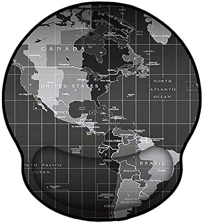 Mouse Pads with Wrist Support,Ergonomic Mouse Pad for Men Women,Wrist Rest Mouse Pad for Laptop Computers,Non Slip Memory Foam Mousepad Stitched Edges,Home Working Office Gaming ,Black Map