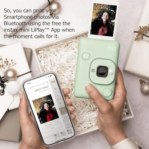 Image of Fujifilm Mini LiPlay Hybrid Instant Camera with Mini Film (Matcha Green, w / 40 Film Sheets)