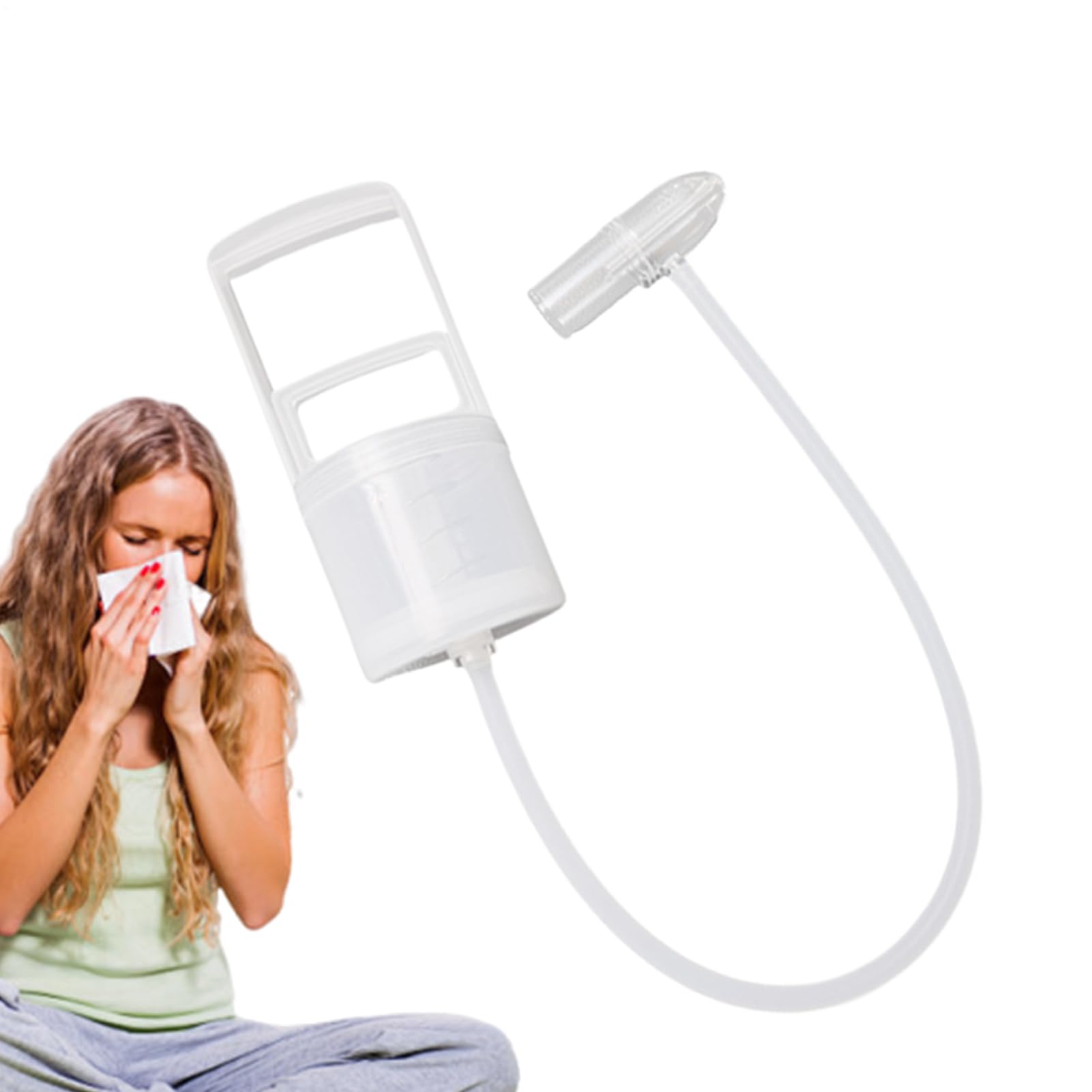 Nose Cleaner, Booger Sucker, 7.09x3.15x3.15 Inches, Gentle Hand Pull Suction, Safe Hygienic Design, Congestion Relief, Nasal Aspirator for Toddler, White