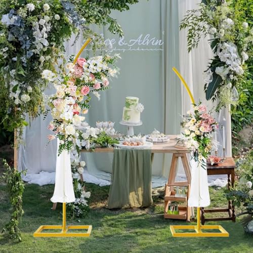 Arco de boda curvo DIY de metal para altar nupcial decorativo 5