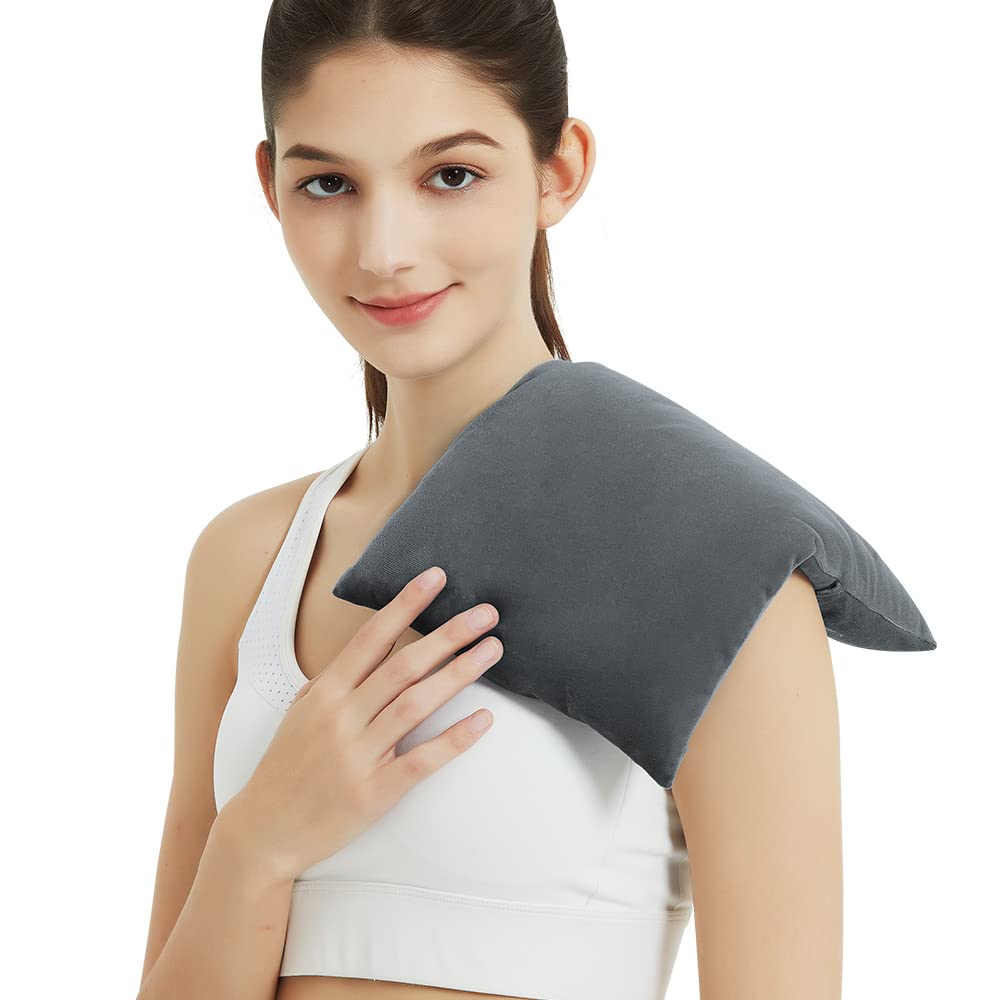 Heating Pad Microwavable with Washable Cover, 8 x 12 Multipurpose Microwave Heating Pad for Neck and Shoulders, Moist Heat Bean Bag Warm Compress for Knee, Muscles, Joints, Wrist, Abdomen (Dark Gray)