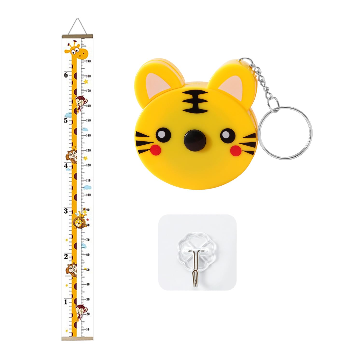 Eowvisn Yellow 1 Piece Of Giraffe Height Sticker And 1 Tape Measure, Fun Measuring Tool, Record Children's Growth, Bedroom Wall Decoration.
