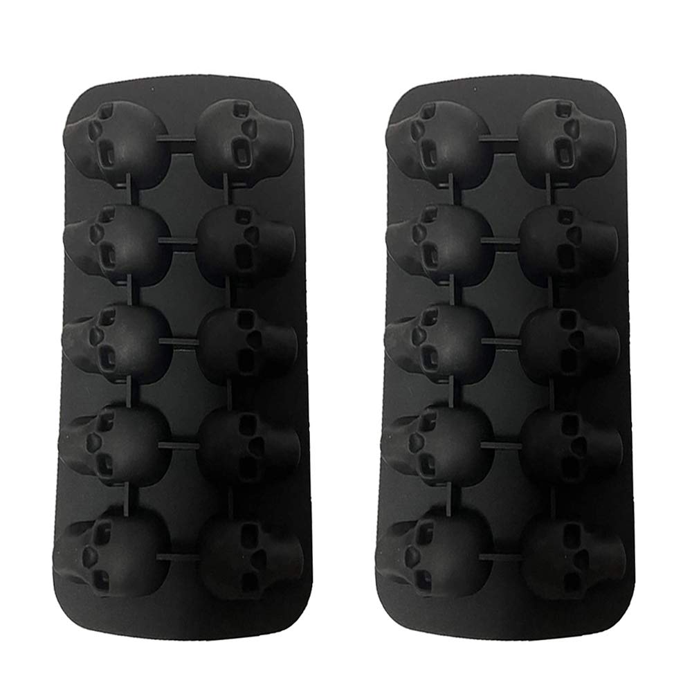 Stampo Per Ghiaccio A Forma Di Teschio 3D In Silicone Alimentare - Vaschetta Per Cubetti Forma Teschio Per Whisky, Cocktail E Drink, Con Coperchio, Colore Nero - 5
