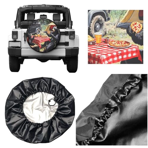 Image of Black Bears Family Camping Spare Tire Cover-Cute Funny Waterproof Universal Spare Wheel Tire Covers Fit for Rv SUV Truck Camper Travel Trailer Accessories,14 inch