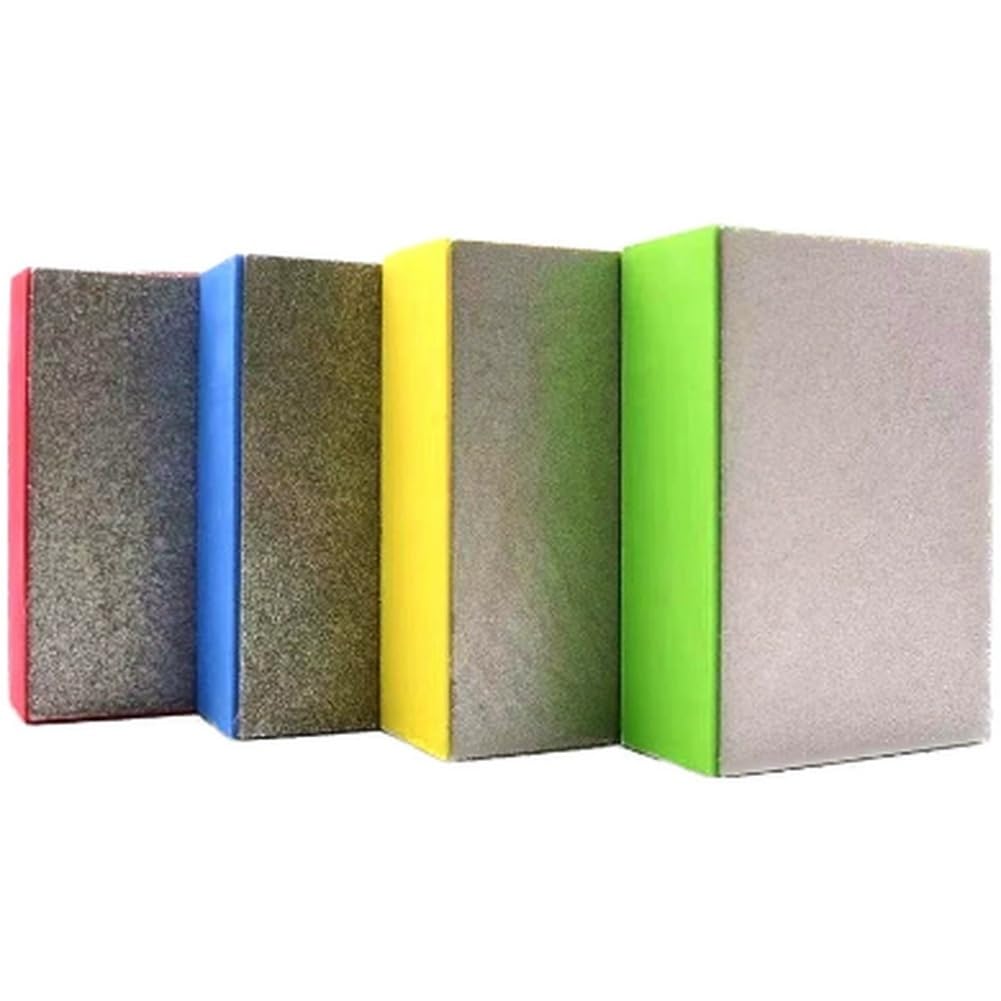 Aundhegrtt As Shown Hand Polishing Pads(4Pcs) For Sanding Ceramics, Glass Bricks,Concrete Stones,Marbles, 60, 100, 200, 400 Grit Included