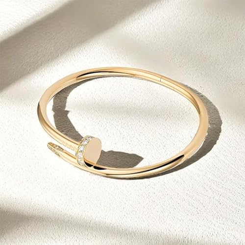 Nail Cuff Bracelet for Women & Men Elegant CZ-Studded Open Design, Stylish Gold Jewelry Gift for Fashionable and Elegant Women and Men2