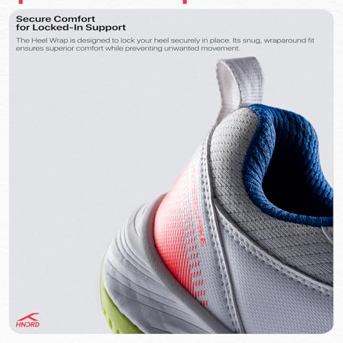 Image of Hundred Hyper Spike Badminton Shoes | Indoor Court Footwear | Active Grip Non-Marking Sole | X-Cushion Midsole | Support Plate Stability | Professional Performance (White /Blue /Orange /Lime)