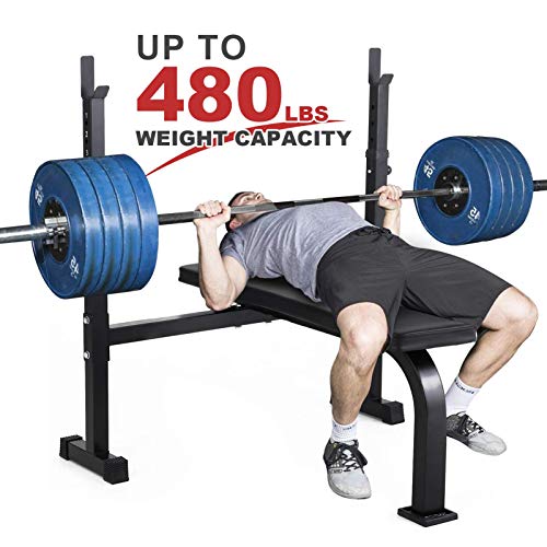 40-inch Wide Adjustable Barbell Rack ER KANG Weight Bench with 6-Level Height-Adjustable Olympic Workout Bench for Home Gym, Strength Training