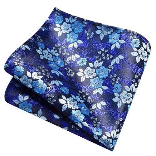 Image of GUSLESON 3.15 inch(8cm) Mens Floral Tie and Lapel Pin Necktie Hankerchief Cufflinks Set for Men