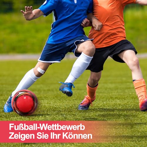 WUIOWPPIC Fußball Größe 5, Anti-Luftaustritt Professioneller Fußball Leder Kinder, Offizieller Training Fusball, Wasserdicht Ball Wettbewerb für Kinder Jugendliche Erwachsene Drinnen Draussen