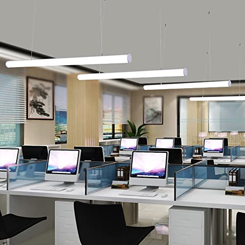 Suspension LED 48W dimmable avec télécommande grand lustre blanc horizontal 119cm - 2