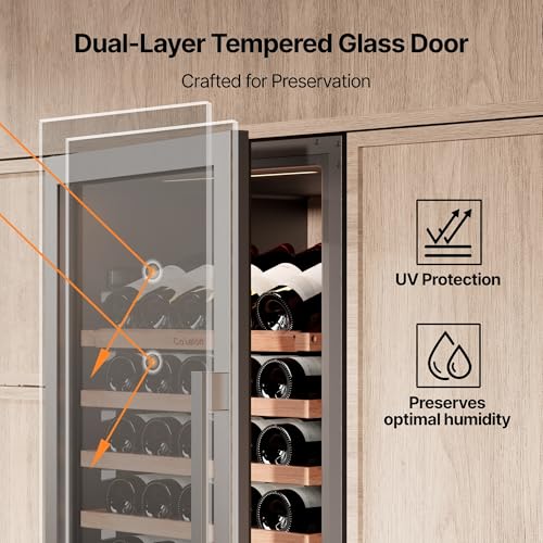 Image of Ca'Lefort 24 Inch Wine Fridge Set, 310 Bottle Capacity Dual Zone Wine Cooler Refrigerator, Built-in Glass Door Wine Fridge with Adjustable Shelves & 3 LED Lighting for Home Bar Kitchen (Two 24 inch Units)
