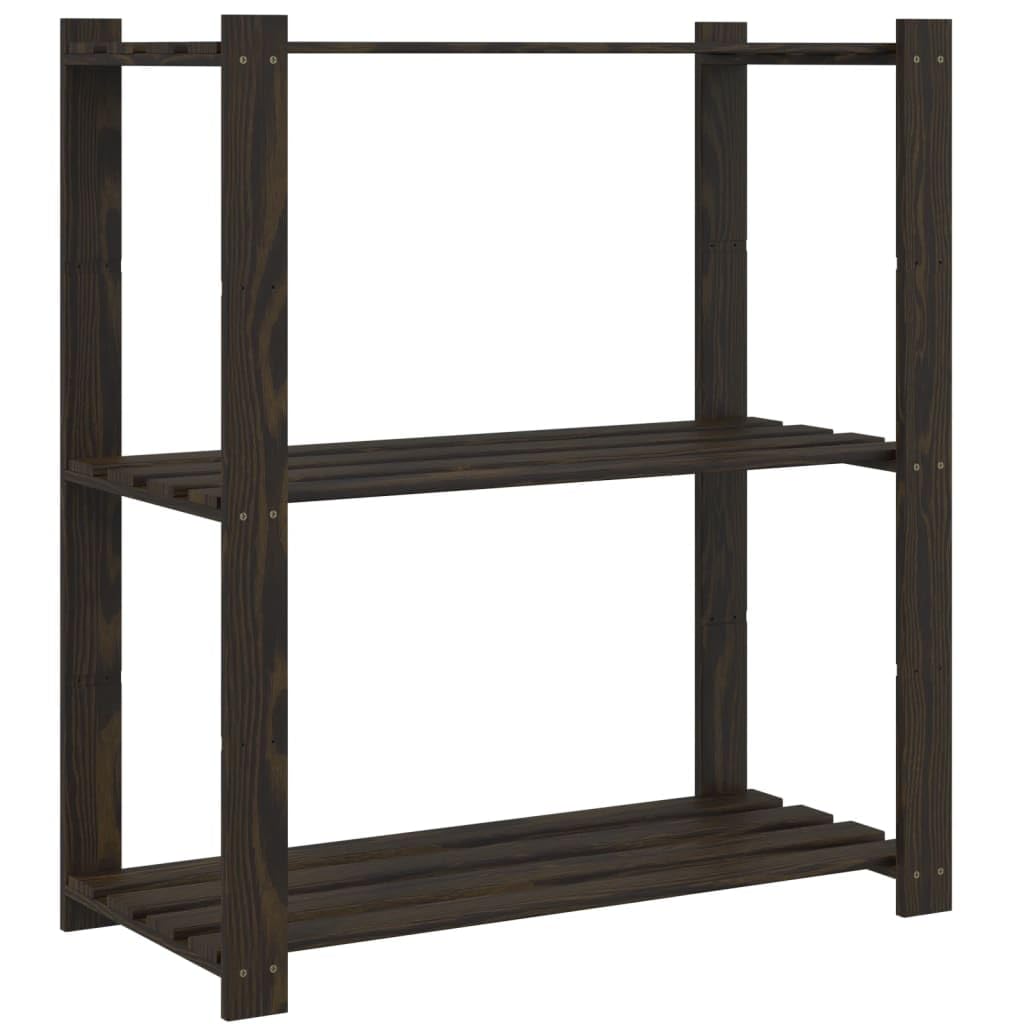 Estantería de 3 Niveles Madera Maciza de Pino Negro 80x38x90 cm, Estanterias Almacenaje, Estanterias Trastero, Estanterias para Garaje, Estantes para Herramientas, Estanteria Almacen - 373408
