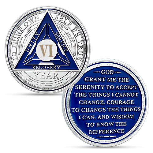 Image of Imasoner 6 Year Sobriety Coin AA Medallion Anniversary Chip Alcoholics Anonymous Recovery Token Gift for Men & Women