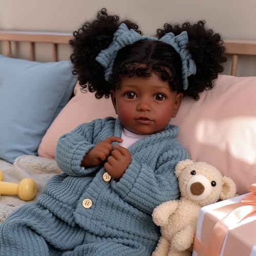 Muñeca Reborn Bebé Realista Negra 20 Pulgadas Suave miniatura 4