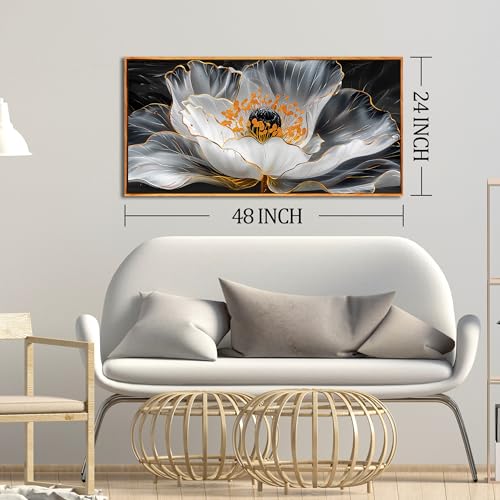 Image of AOZEMI Gold Wall Art Beautiful Flower Wall Decorations for Living Room
