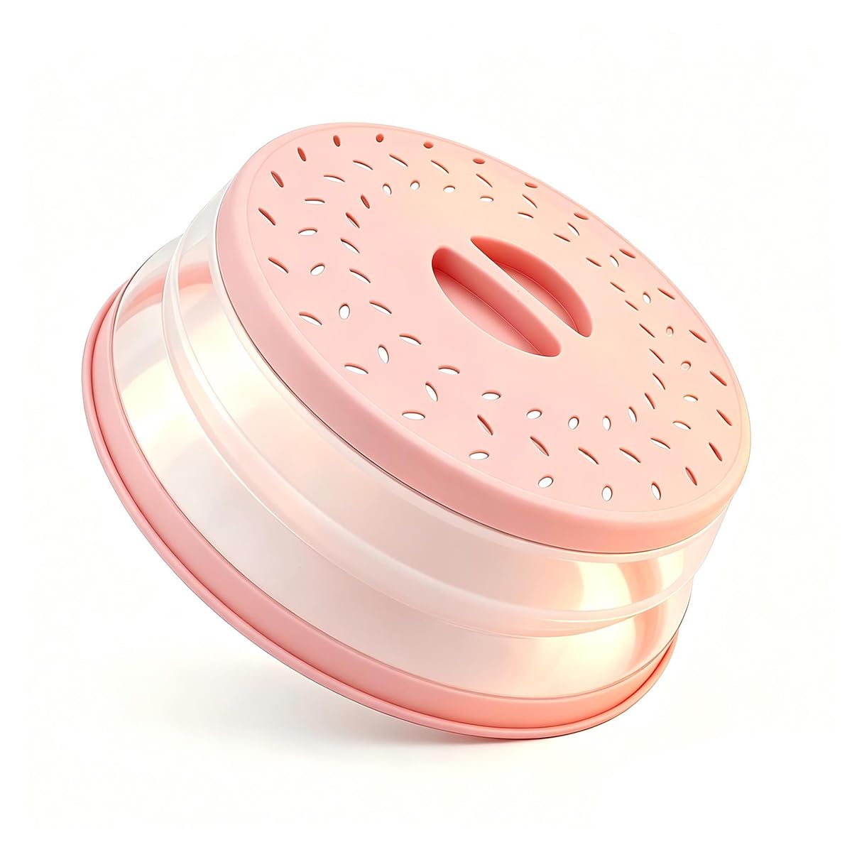 Collapsible Microwave Splatter Cover (Peach pink, 12.3IN)